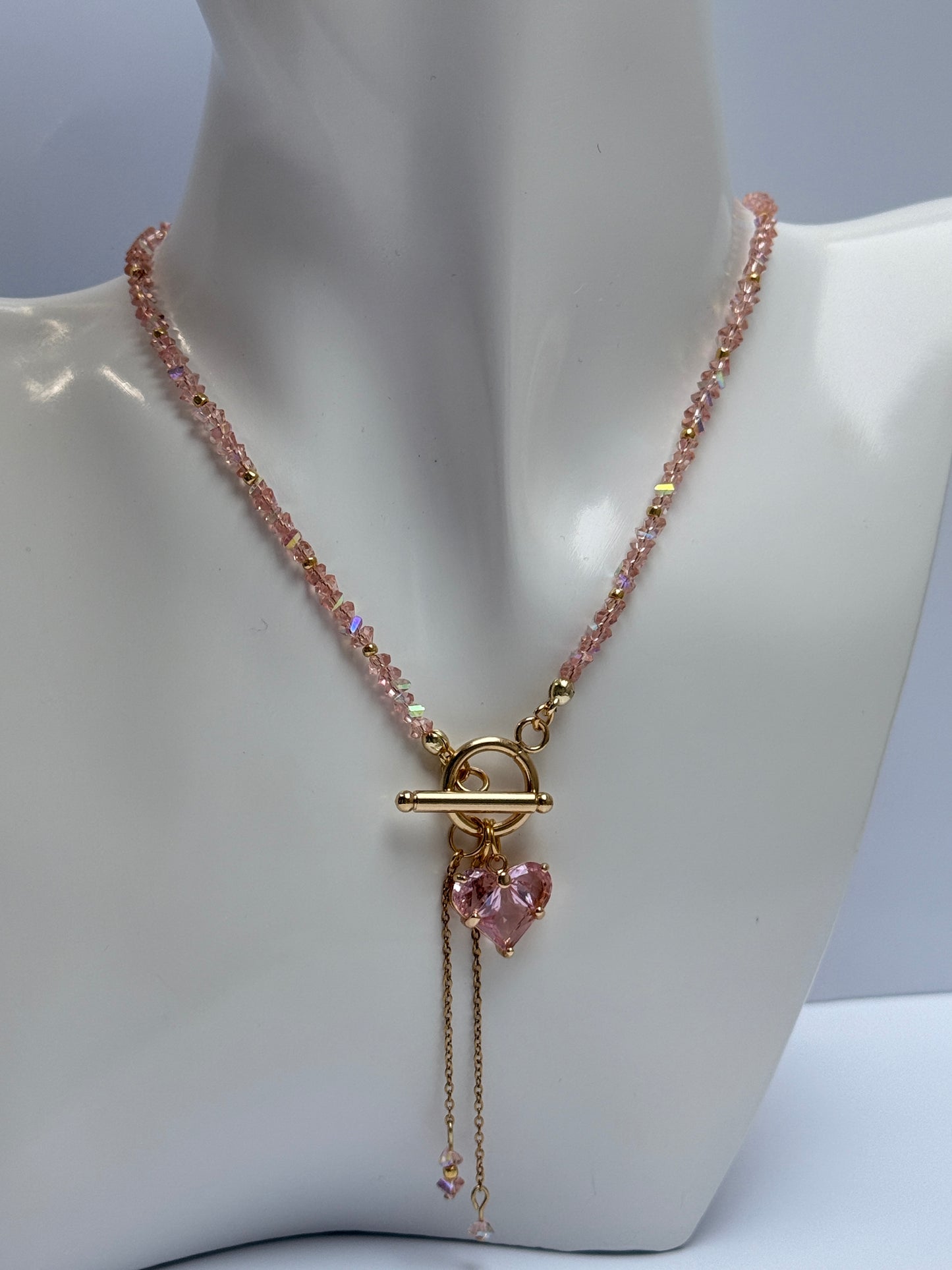 Roze kristal ketting