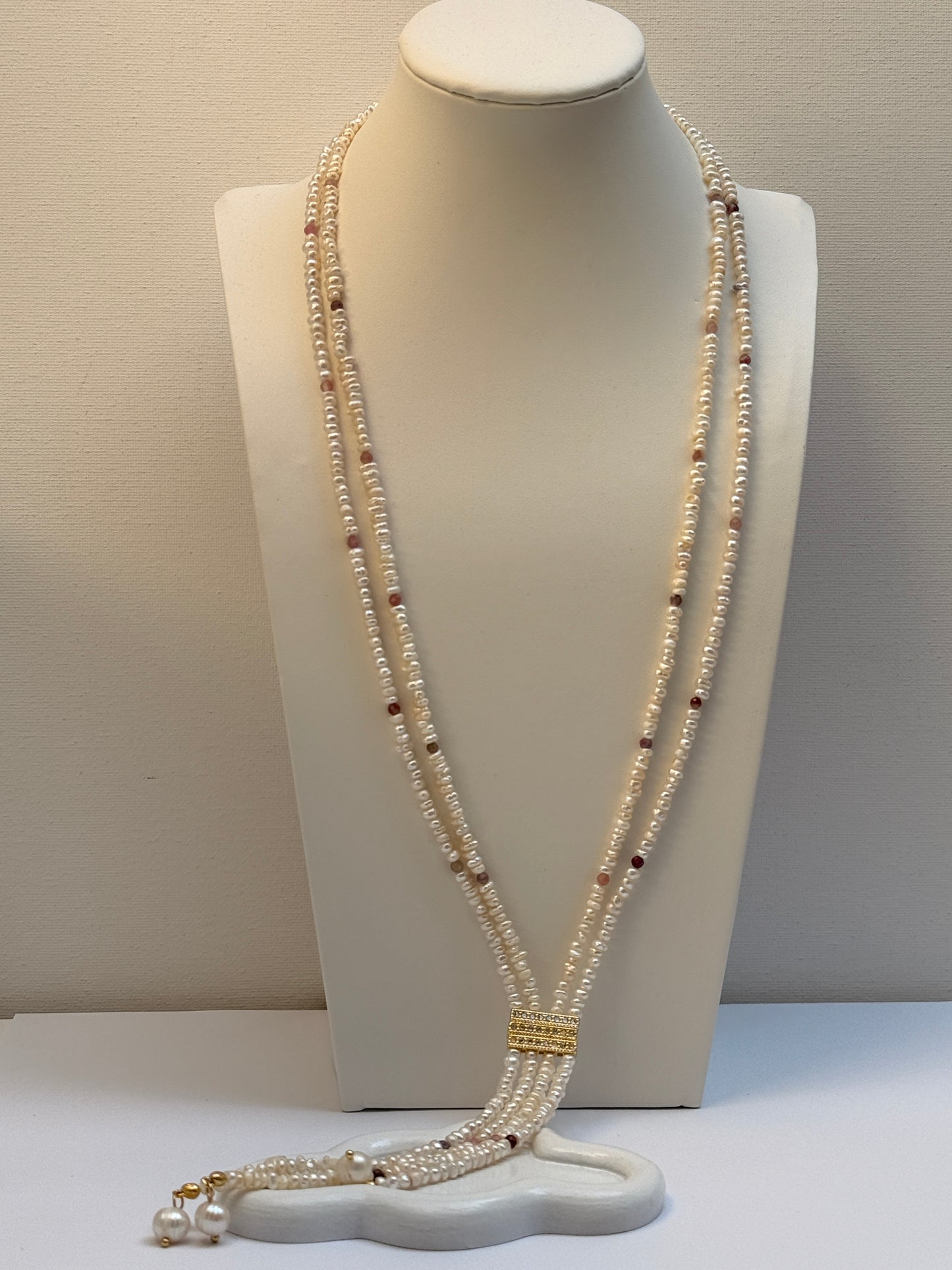 Dubbel Zoetwaterparels lang ketting
