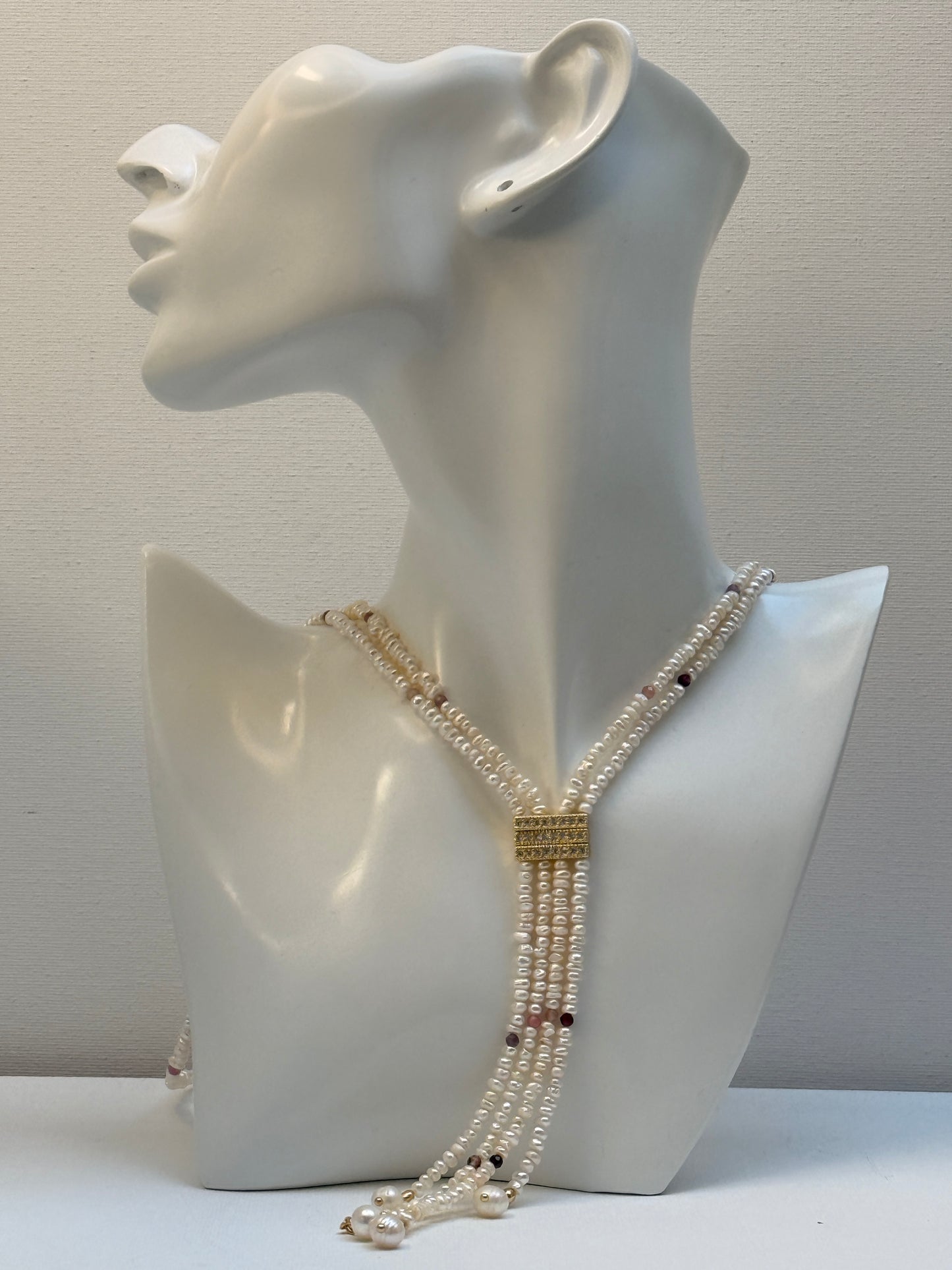Dubbel Zoetwaterparels lang ketting