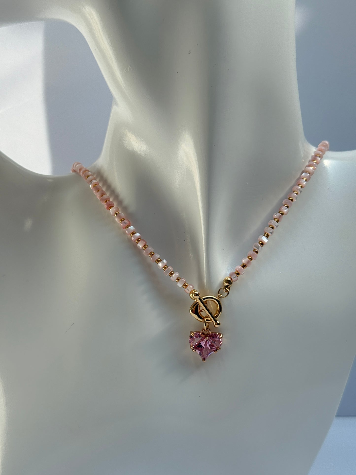 Roze schelp kralen setje