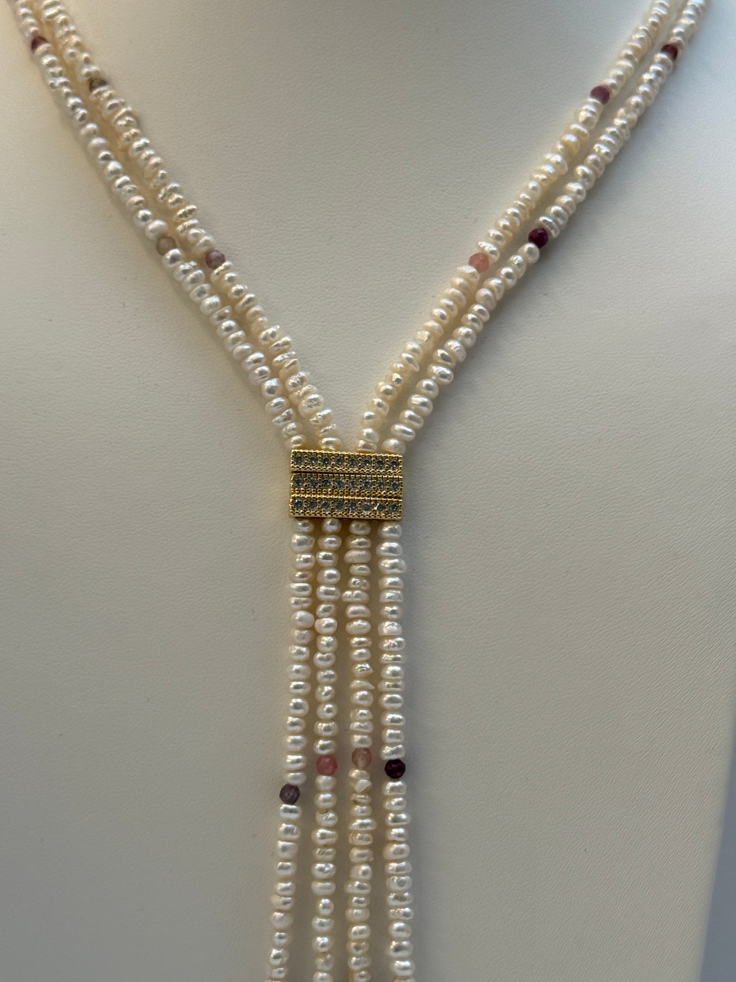Dubbel Zoetwaterparels lang ketting