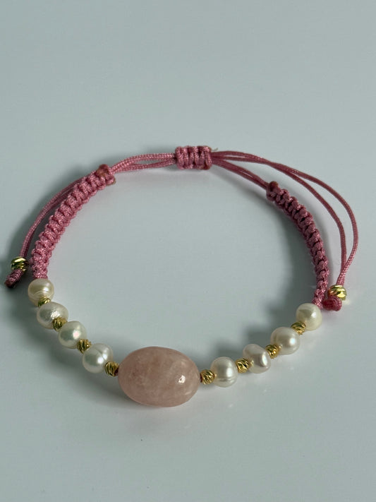 Morganiet en zoetwaterparels armbandje