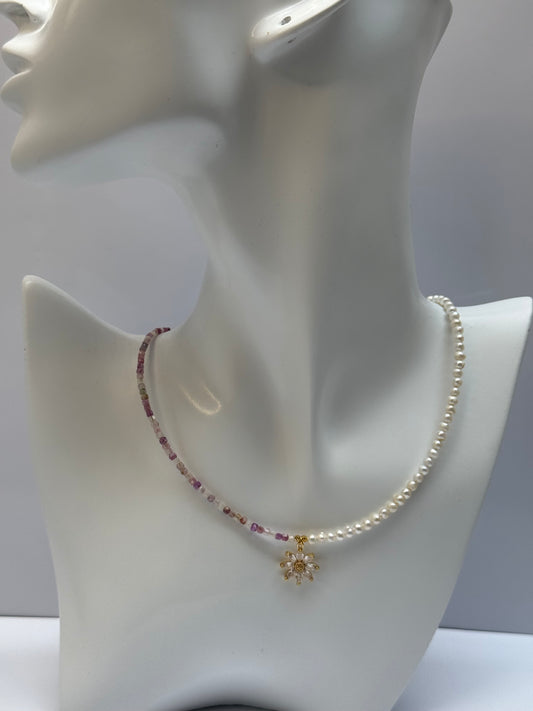 Amethist en zoetwaterparels ketting
