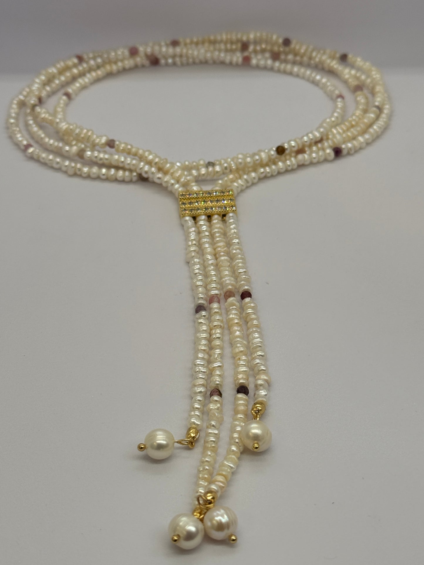 Dubbel Zoetwaterparels lang ketting
